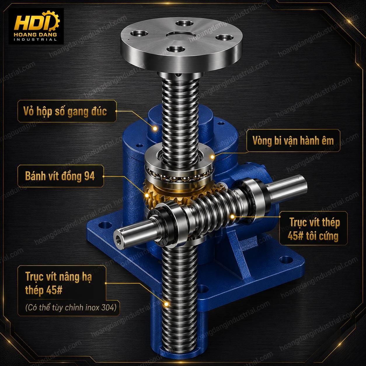 Vật liệu chế tạo bánh vít đồng và trục vít thép SWL