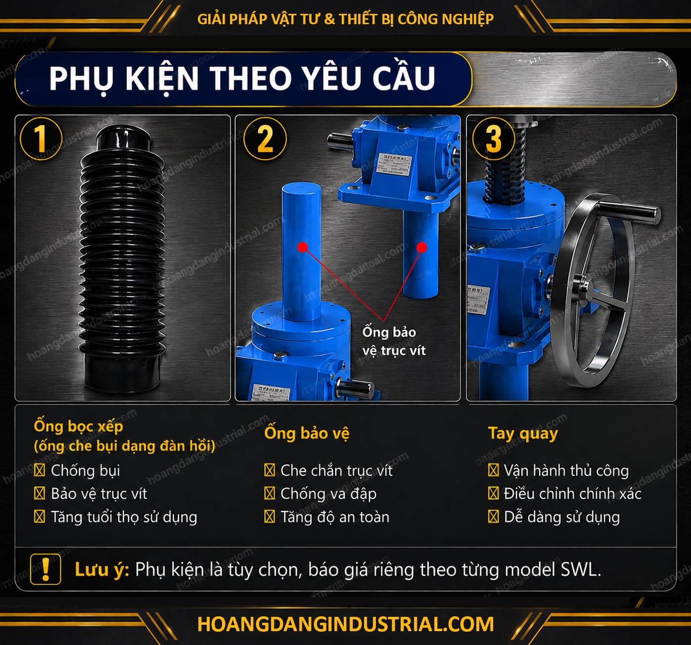 Phụ kiện tùy chọn cho kích vít me nâng hạ SWL