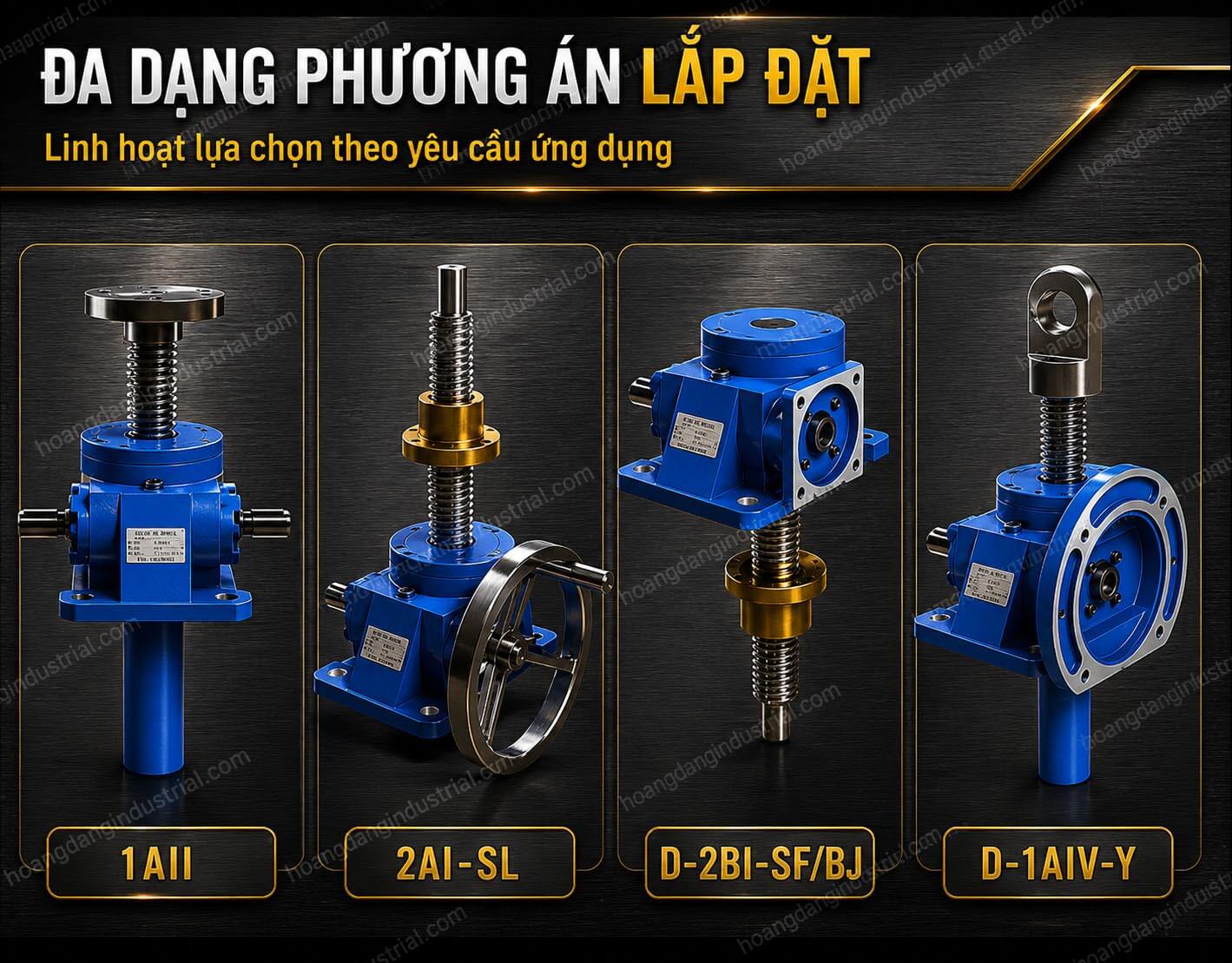 Các cấu hình lắp đặt kích vít me nâng hạ SWL