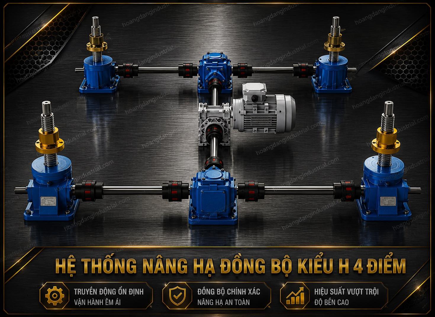 Hệ thống nâng hạ đồng bộ kiểu H bằng kích vít me SWL