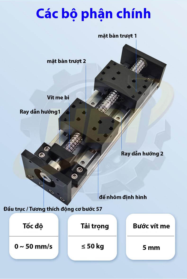 Cấu tạo bàn trượt tuyến tính đối hướng BGX80A vitme bi hai bàn trượt đồng bộ