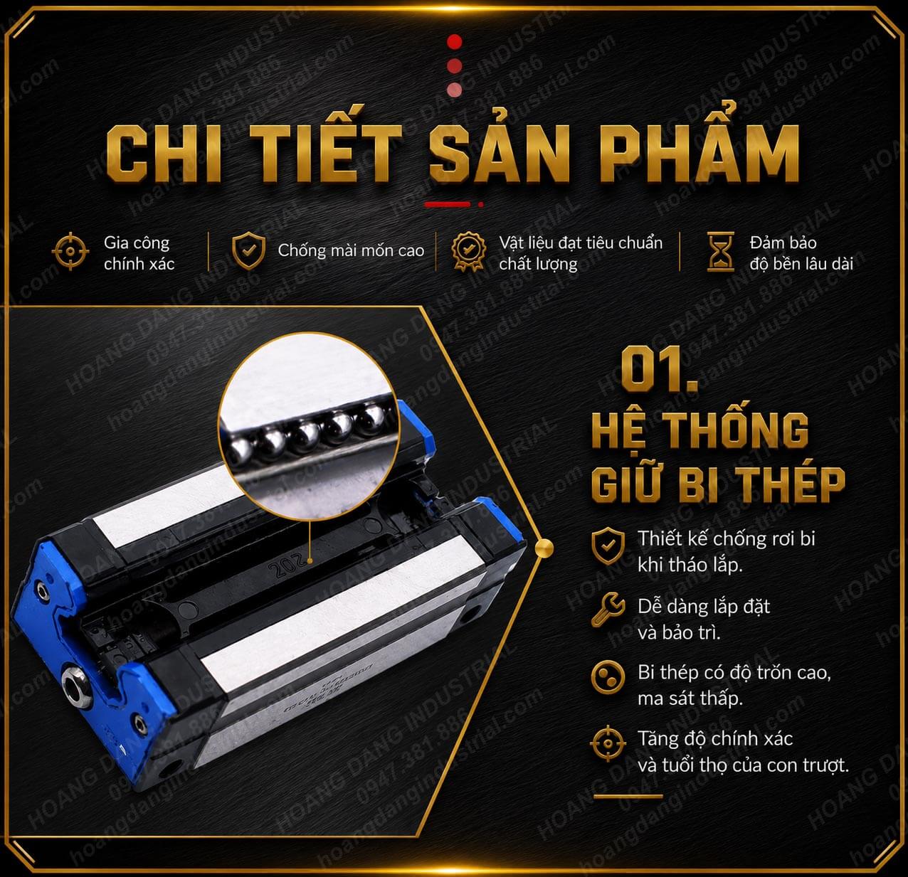 Hệ thống giữ bi thép của con trượt Airtac giúp chống rơi bi và thuận tiện khi lắp đặt.