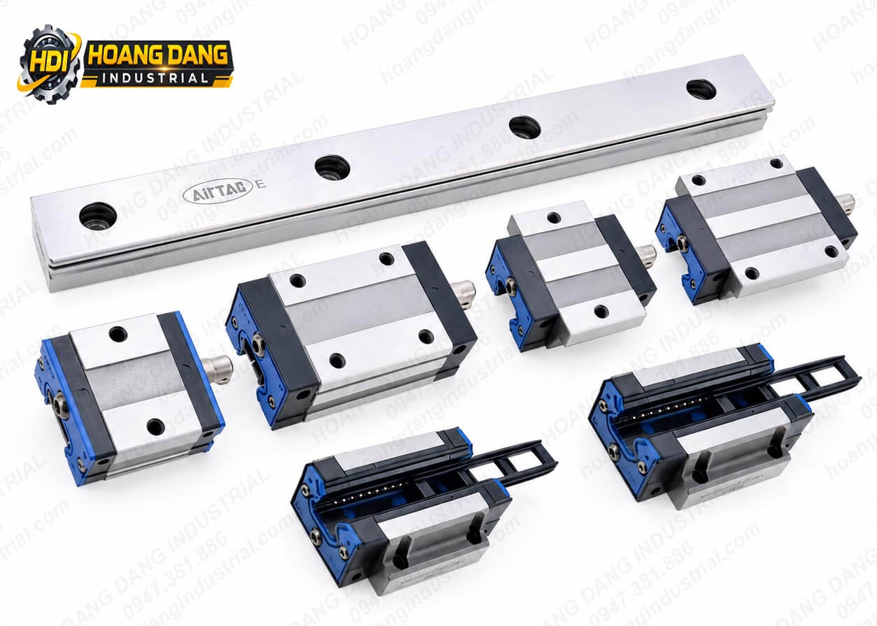 Tổng quan các model con trượt và ray trượt tuyến tính Airtac gồm LSD-F, LSD-H, LSH-F, LSH-H sử dụng trong hệ thống CNC và tự động hóa