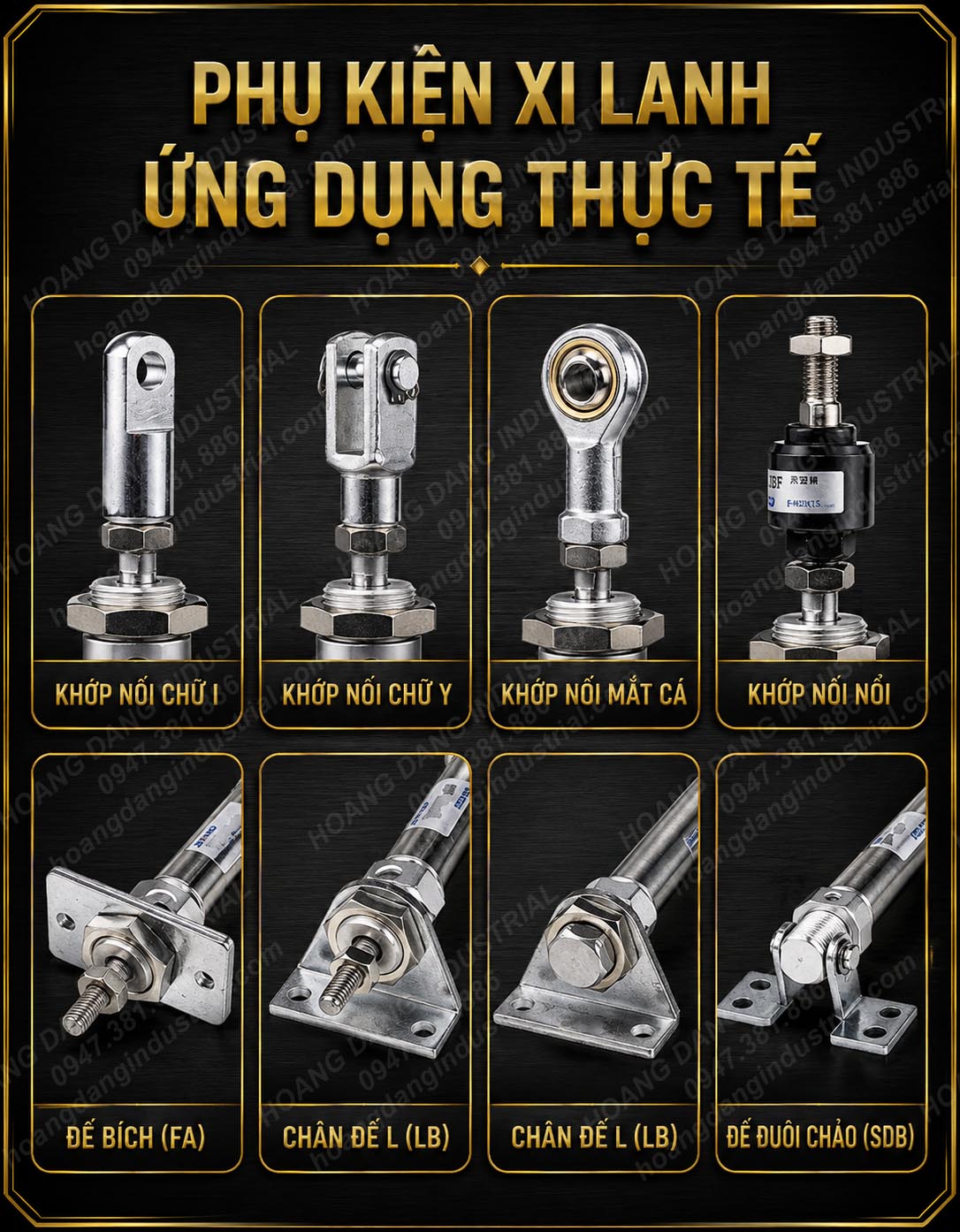 Phụ kiện xi lanh inox MA khớp nối và chân đế