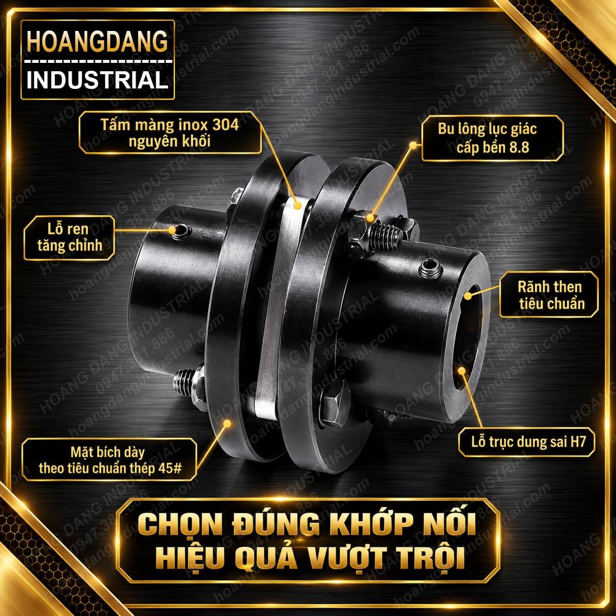 Cấu tạo khớp nối màng DJM với màng inox 304 và rãnh then