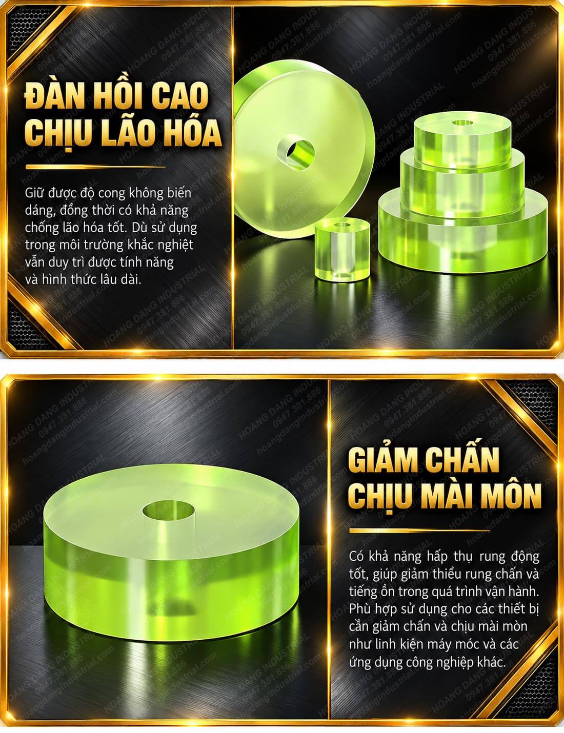 Đệm PU tròn giảm chấn chịu mài mòn và chịu dầu