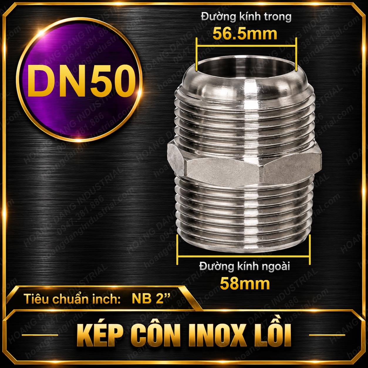 Kép côn inox lồi DN50