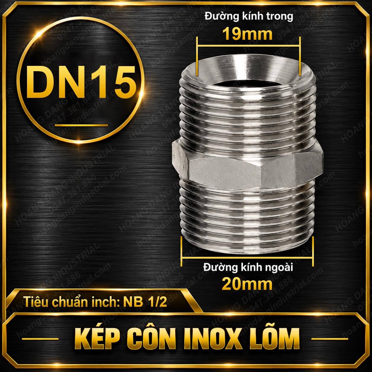 Kép côn inox lõm D15