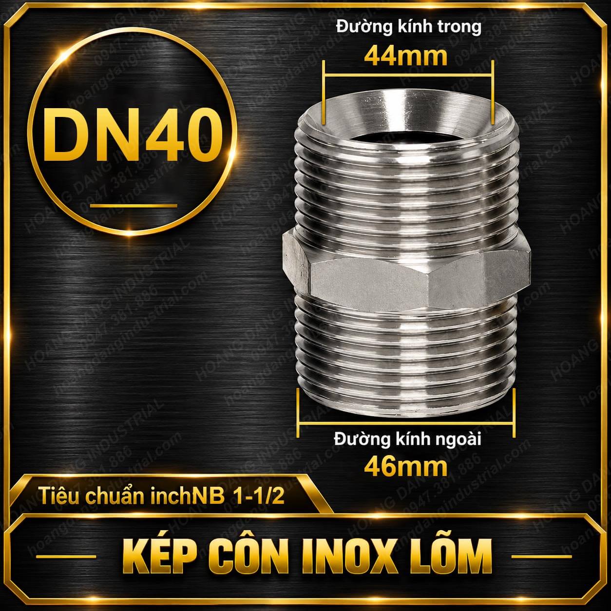 Kép côn inox lõm DN40