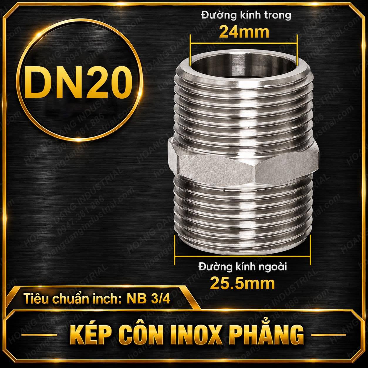 Kép côn inox phẳng DN20