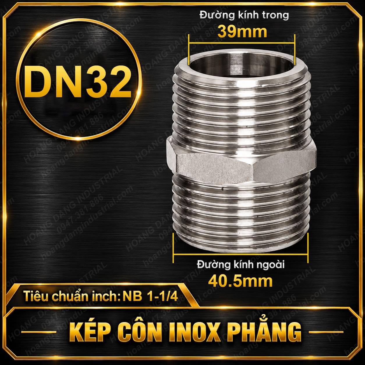 Kép côn inox phẳng DN32