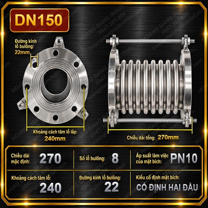 Khớp nối giãn nở inox DN150