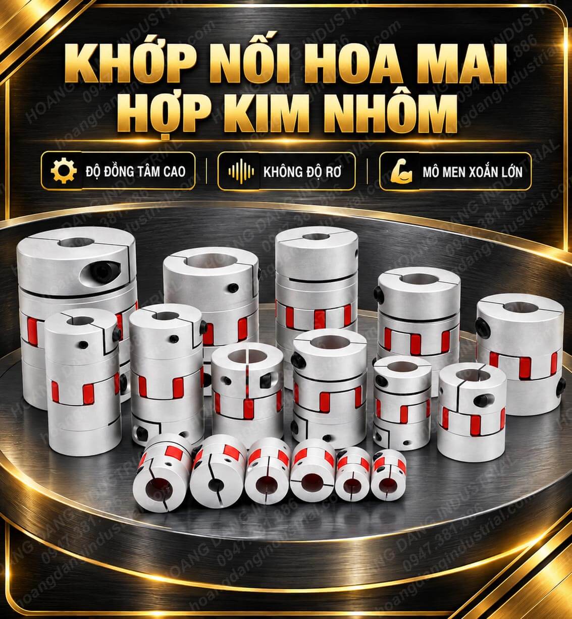 Khớp nối hoa mai hợp kim nhôm LM với đệm đàn hồi PU nhiều kích thước