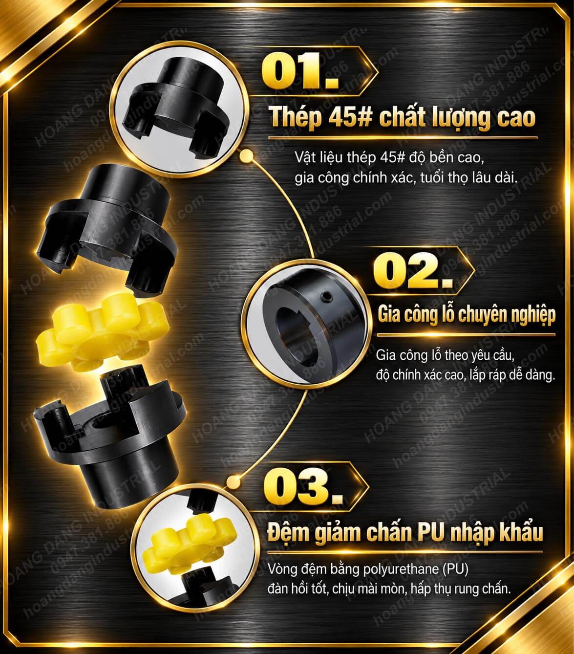 Khớp nối mềm hoa thị ML thép 45# dùng đệm polyurethane PU