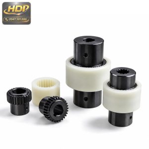 Khớp nối răng vỏ nhựa NL với bạc nylon và bánh răng thép