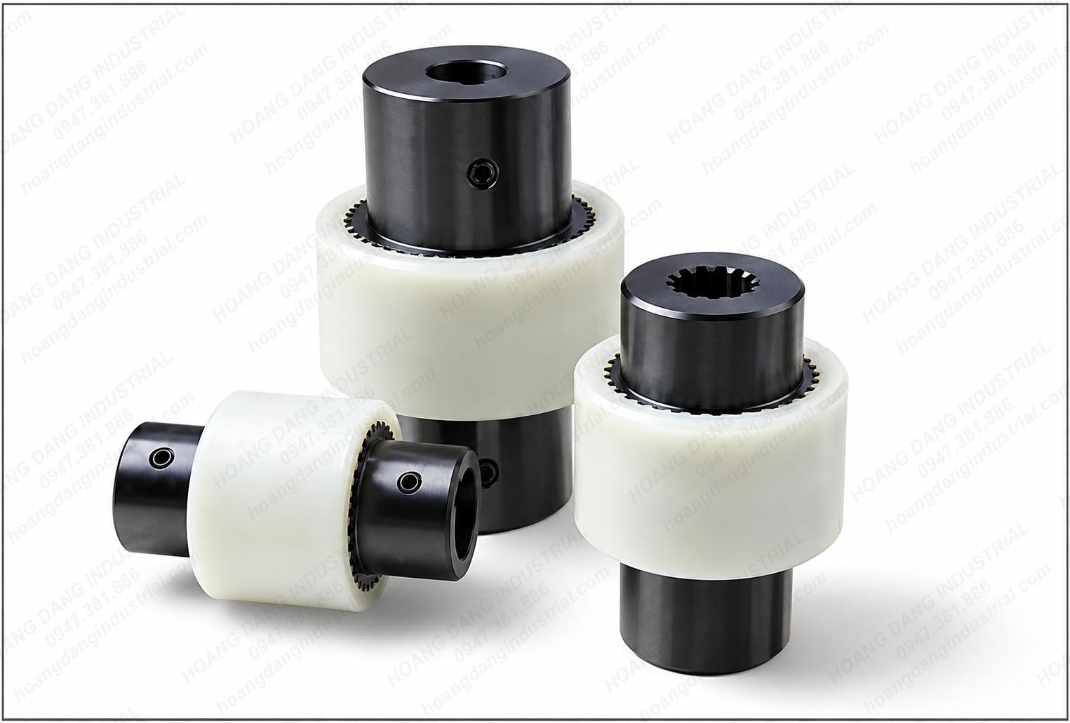 Khớp nối răng vỏ nhựa NL thực tế với bạc nylon và hai hub thép