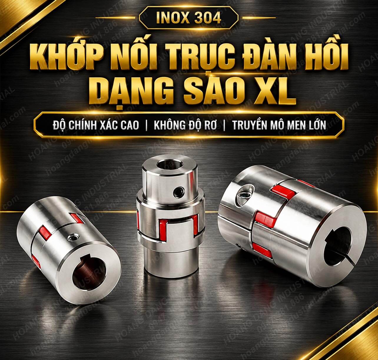 Khớp nối trục đàn hồi XL inox 304 dùng đệm PU