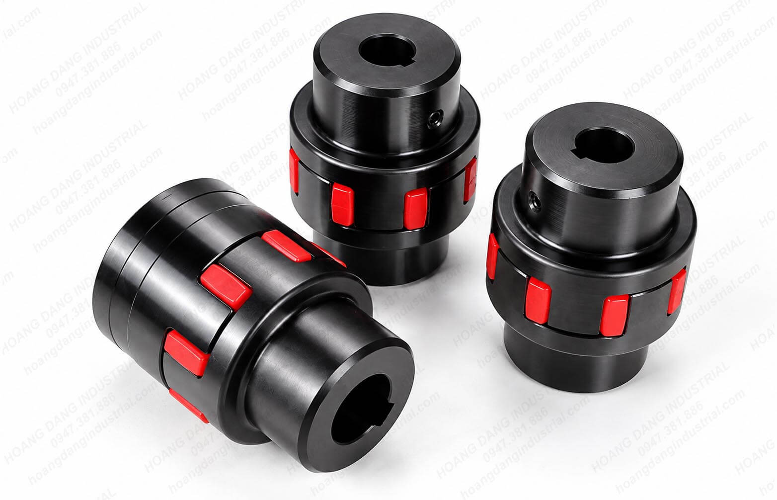 Khớp nối trục XL nhiều góc nhìn với thân thép và đệm đàn hồi màu đỏ