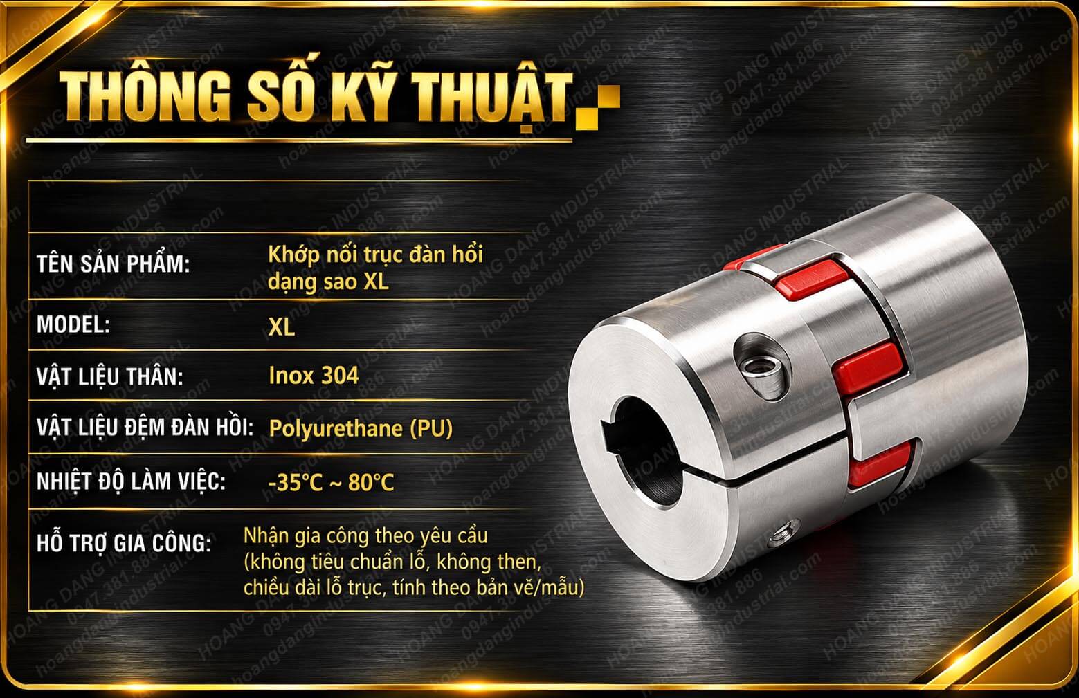 Thông số kỹ thuật khớp nối trục XL inox 304