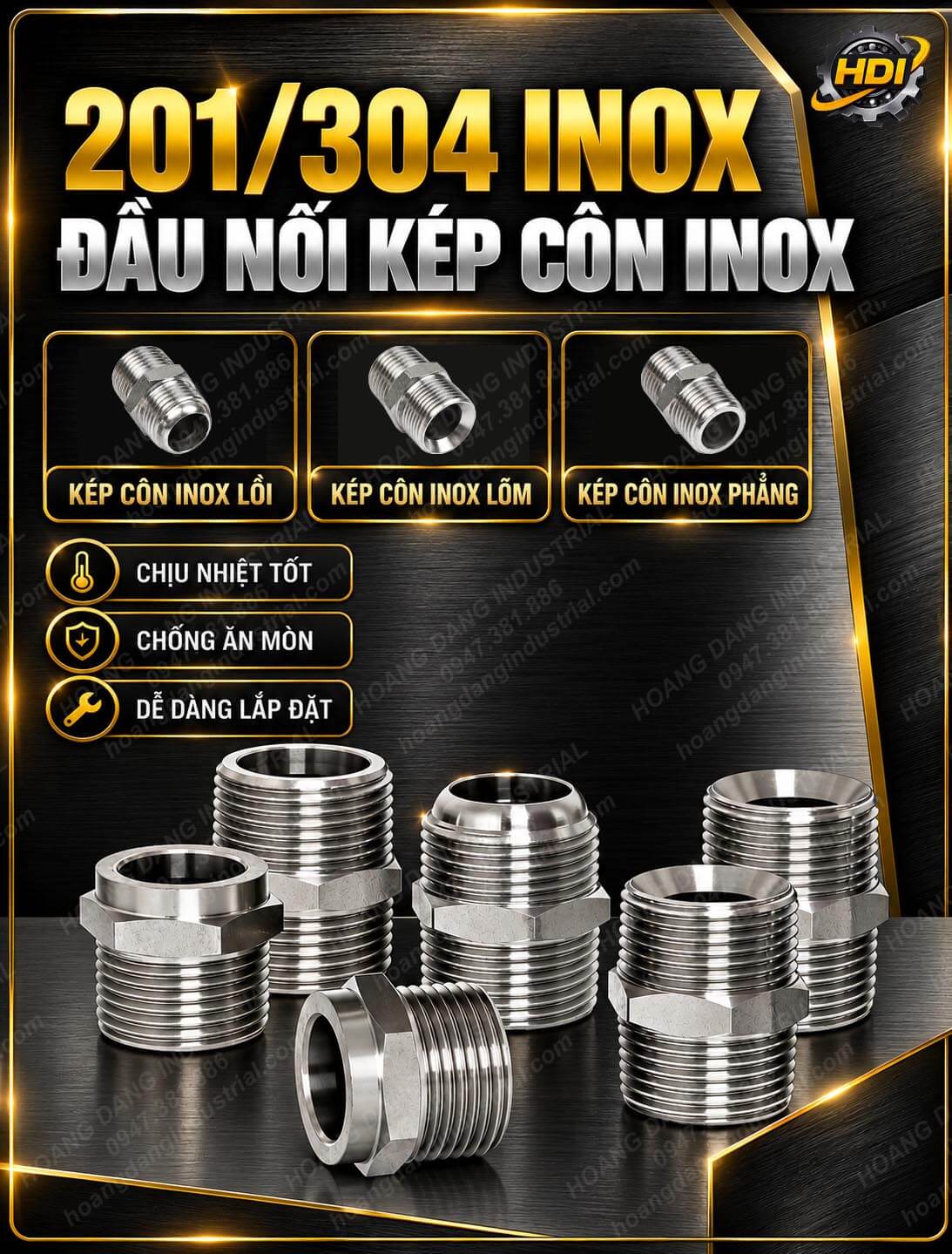 Ưu điểm kép côn inox 201 304