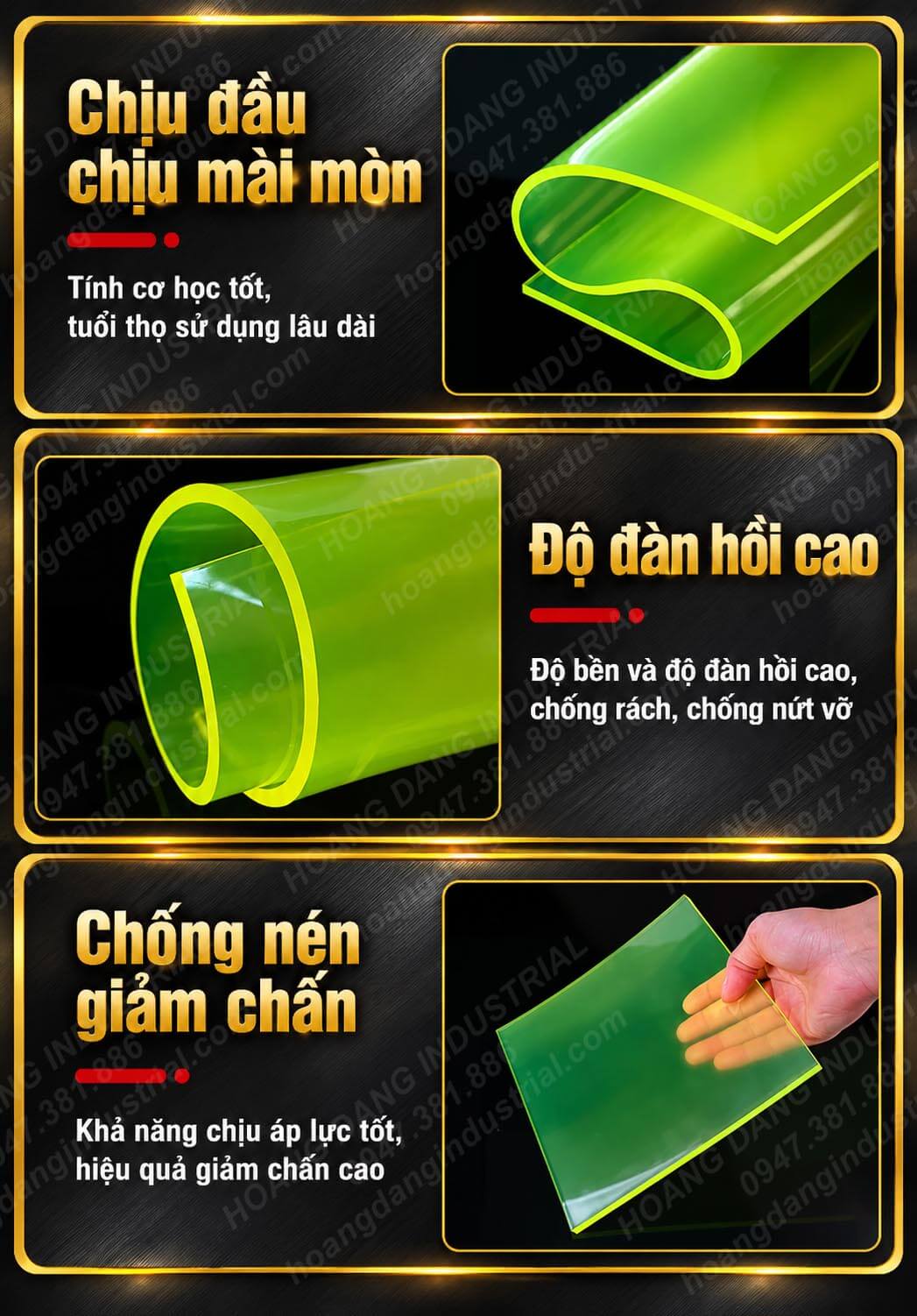 Đặc tính tấm polyurethane chịu dầu chống mài mòn và đàn hồi cao
