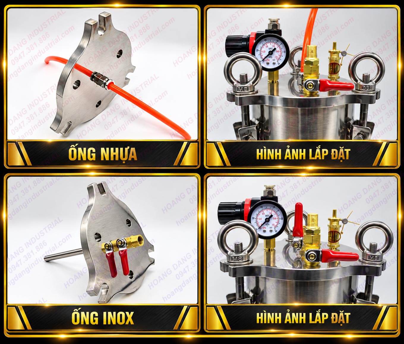 Hình ảnh lắp đặt ống inox và ống nhựa trong hệ thống cấp keo bằng khí nén