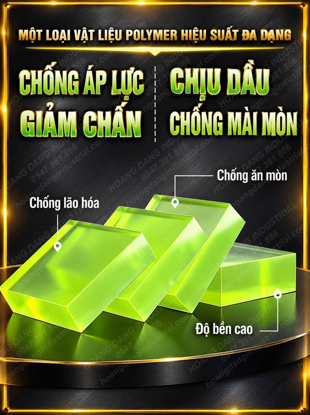 Tấm cao su polyurethane chịu áp lực, chịu dầu, giảm chấn và chống mài mòn