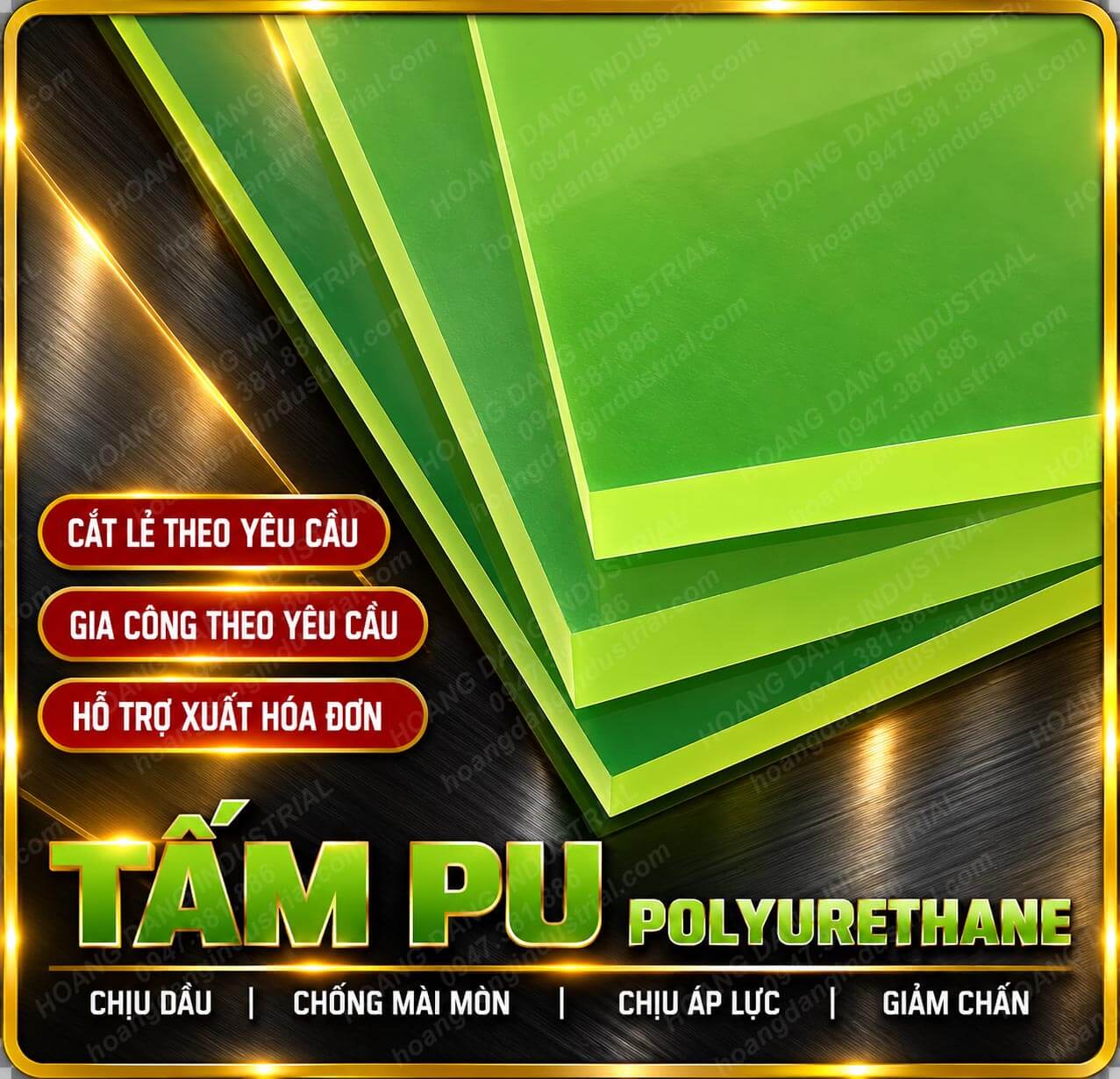 Tấm PU đa dạng quy cách có thể gia công theo yêu cầu