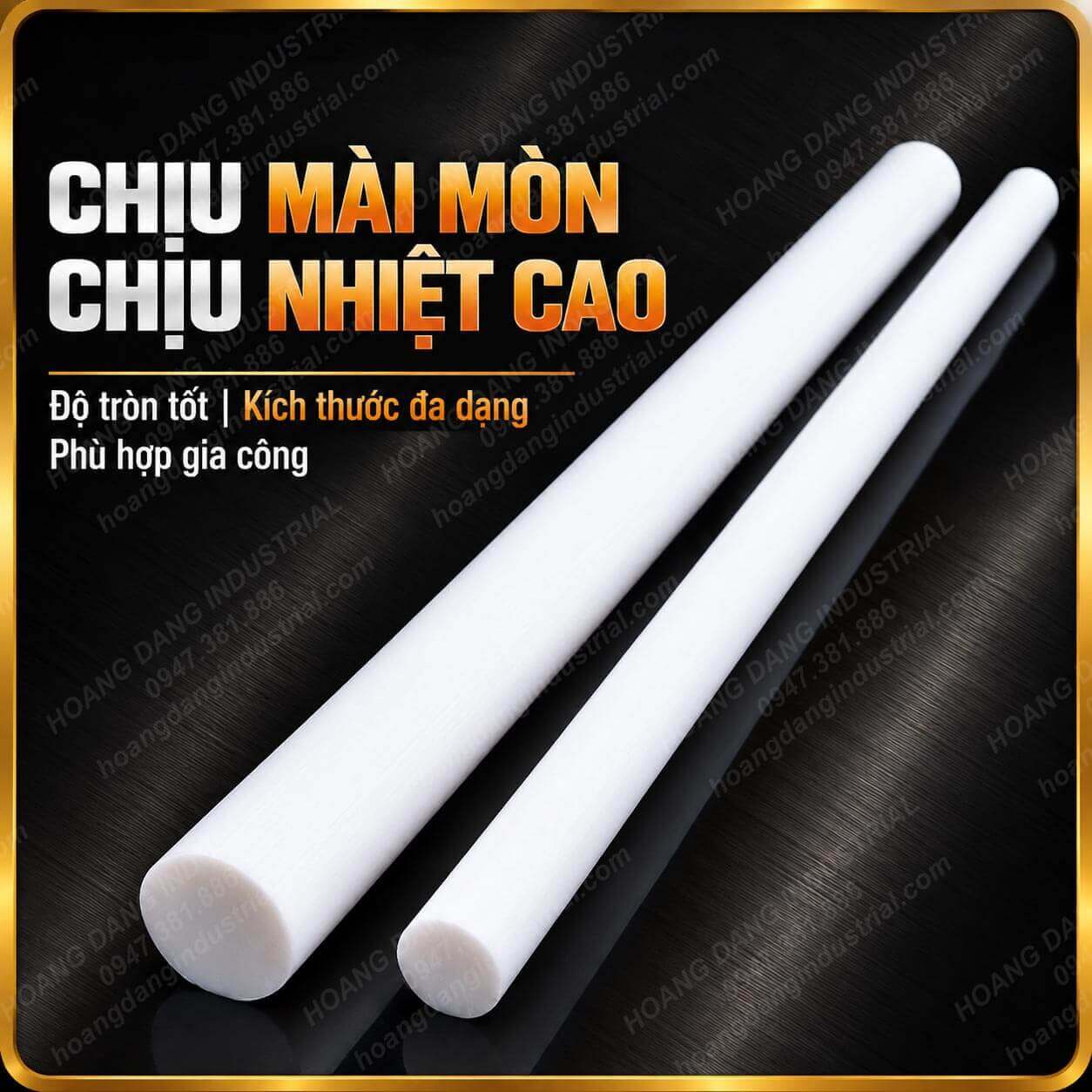 Thanh nhựa tròn PTFE chịu mài mòn và chịu nhiệt cao, phù hợp gia công