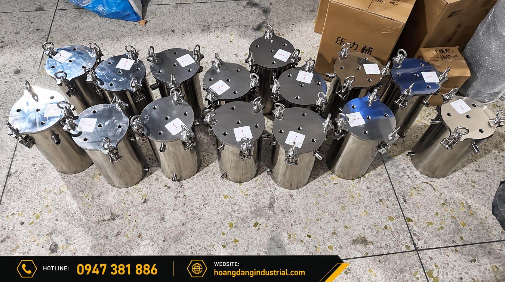 Hình ảnh thực tế các thùng áp suất inox tại kho hàng HOÀNG ĐĂNG INDUSTRIAL