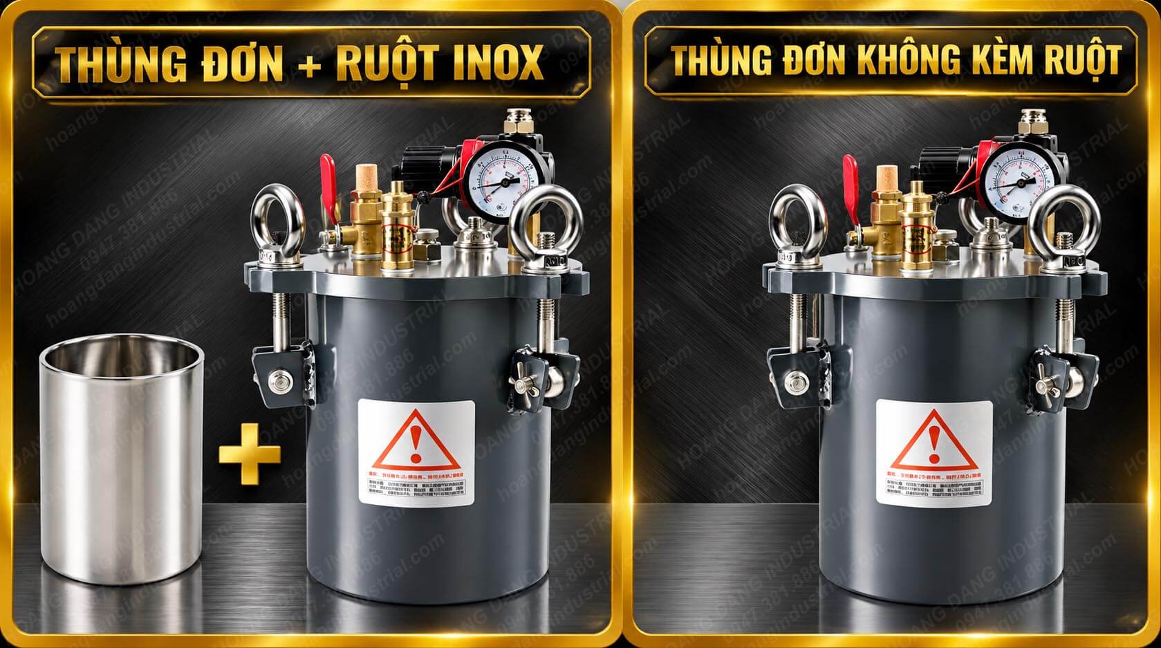 So sánh thùng áp suất thép carbon có ruột inox và loại không kèm ruột